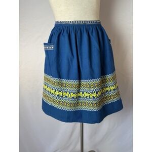 Vintage Half Apron Retro Boho Guatemalan Hand Woven With Cat Design cottage farm